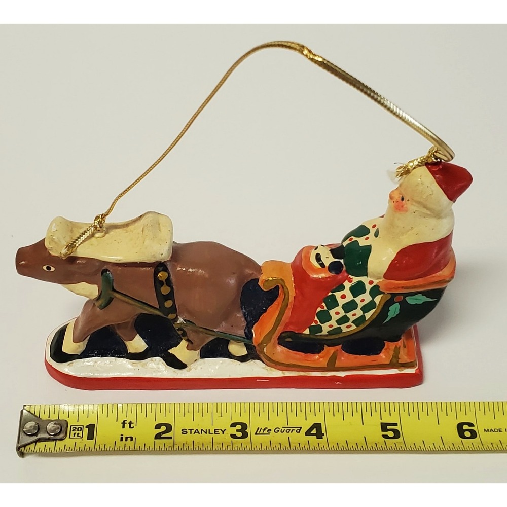 VTG House of Hatten HOH Christmas Ornament Resin 1994 Santa Sleigh Toys w/Hanger - Picture 9 of 10
